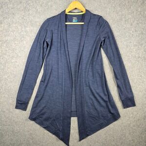 Icebreaker Cardigan Womens S Blue Merino Wool Cool-Lite Open Front Wrap Sweater